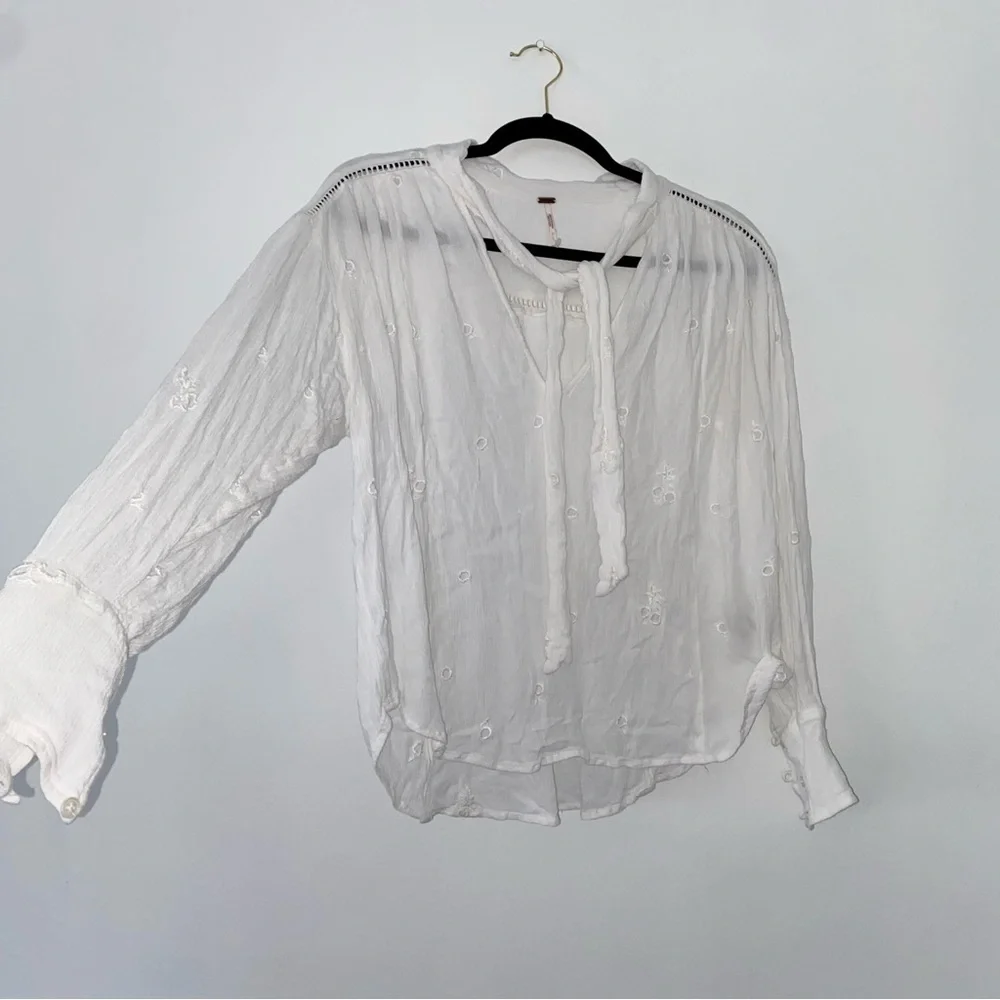 Nwot Free People Wishful Moments Ivory Bohemian Long Sleeve Blouse XS
